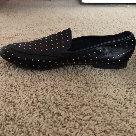Gold studded black loafers (women) size 9. Maybe worn once or twice - Picture 2 of 2